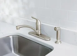 OakBrook Pacifica One Handle Brushed Nickel Kitchen Faucet Side Sprayer Included