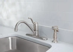 OakBrook Tucana One Handle Brushed Nickel Kitchen Faucet Side Sprayer Included