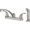 OakBrook Two Handle Brushed Nickel Kitchen Faucet Side Sprayer Included