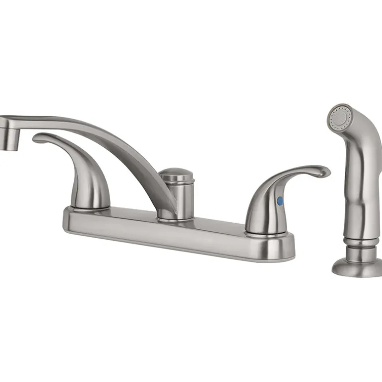 OakBrook Two Handle Brushed Nickel Kitchen Faucet Side Sprayer Included
