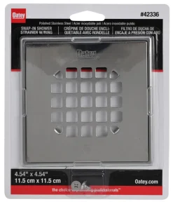 Oatey 42336 4.54 X 4.54 Polished Stainless Steel Square Snap In Strainer With Ring (Pack of 4).