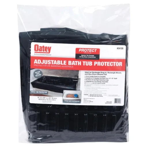 Oatey Black Plastic Composite Rectangle Adjustable Bathtub Protector 15 L x 2 H x 15 W in.