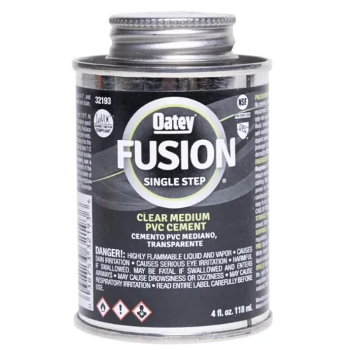 Oatey Fusion Single Step Clear Cement For Medium PVC 4 oz.