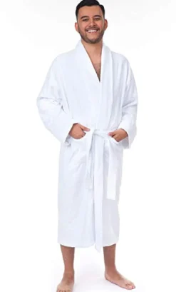 One Size Unisex Adult Bathrobe Extra long 90% Cotton 10% Polyester Ash
