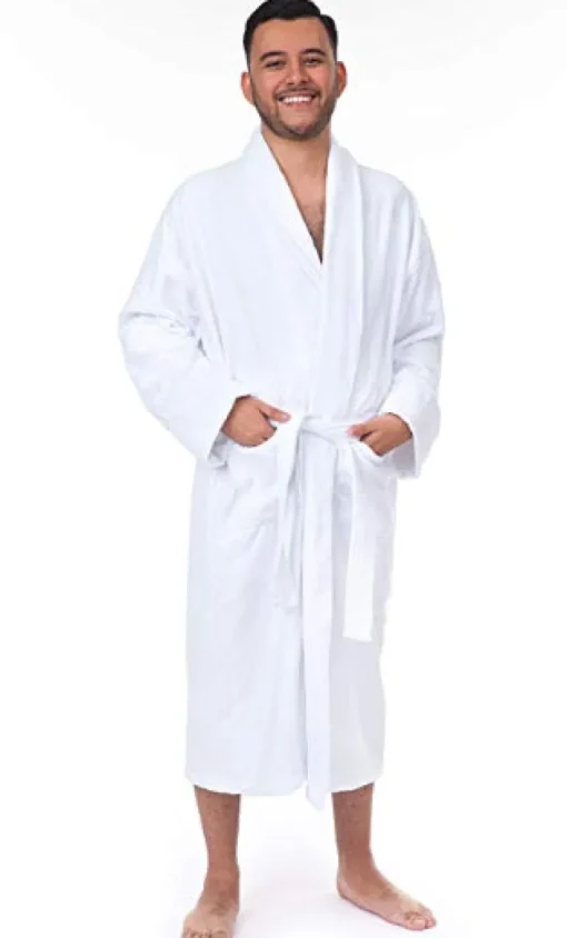 One Size Unisex Adult Bathrobe Extra long 90% Cotton 10% Polyester Ash