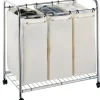 Organize It All 1763 3 Section Chrome Hamper With Canvas