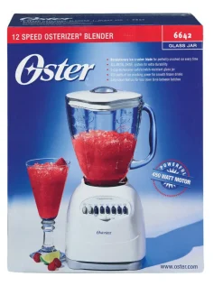 Oster Duralast White Stainless Steel 450W 12-Speed 5-Cups Blender with Glass Jar