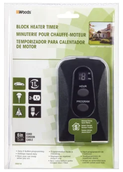 2-Outlet 24-Hour Digital Block Heater Timer