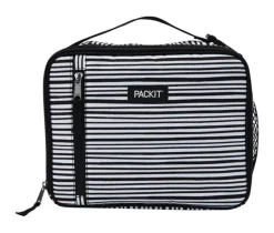 Pack it Black/White Polyester Classic Buckle Handle Lunch Bag Cooler 8.25 H x 4.25 L in.