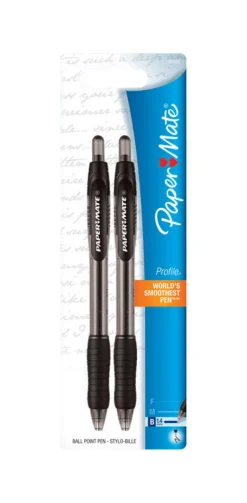 Papermate Profile Black Retractable Ball Point Pen 2 pk (Pack of 6)