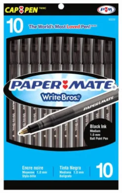 Papermate Write Bros Black Ball Point Pen 10 pk