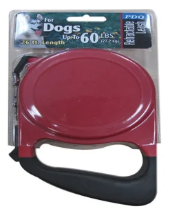 PDQ Red / Black Cotton/Nylon Dog Retractable Leash Medium/Large