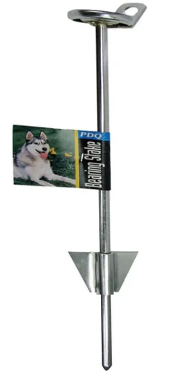 PDQ Silver Tie-Out Stake Metal Dog Tie Out Stake Large