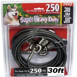 PDQ Silver Tie-Out Vinyl Coated Cable Dog Tie Out X-Large
