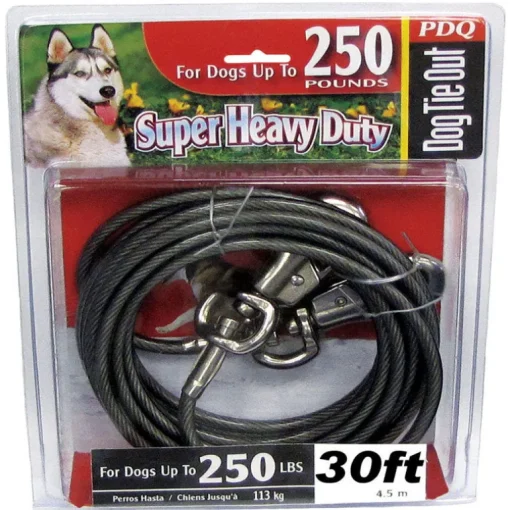 PDQ Silver Tie-Out Vinyl Coated Cable Dog Tie Out X-Large