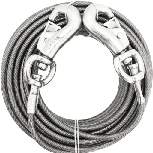 PDQ Silver Tie-Out Vinyl Coated Cable Dog Tie Out X-Large