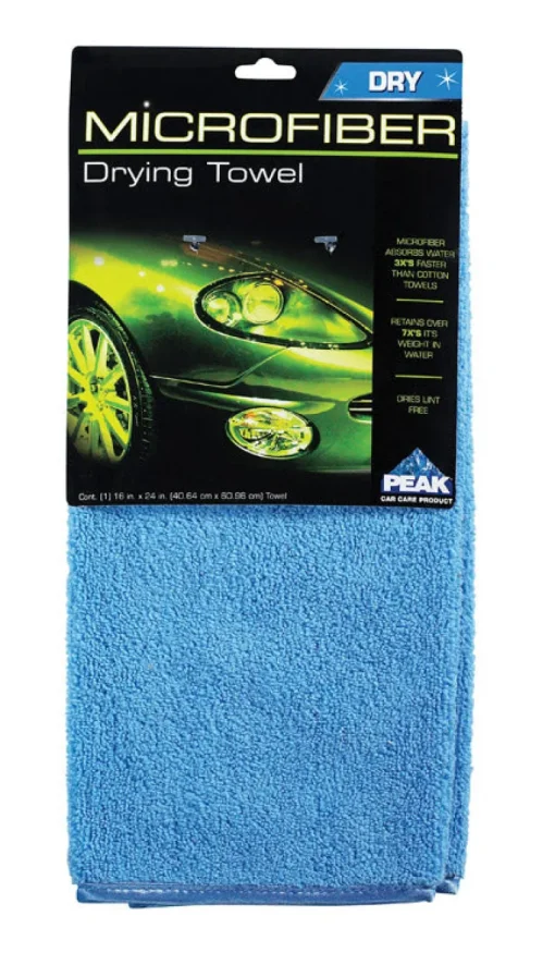 Peak Cotton/Polyester Blue Microfiber Drying Towel 0.5 Thick x 24 L x 16 W in.