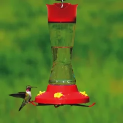 Perky-Pet Hummingbird 16 oz Glass/Plastic Pinch Waist Nectar Bird Feeder 4 ports