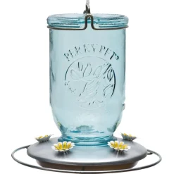 Perky-Pet Hummingbird 32 oz Glass/Metal Mason Jar Nectar Bird Feeder 5 ports