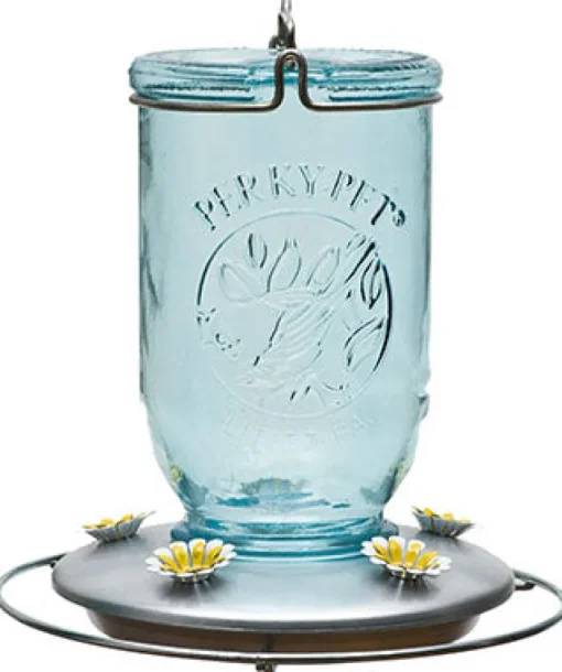 Perky-Pet Hummingbird 32 oz Glass/Metal Mason Jar Nectar Bird Feeder 5 ports