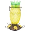 Perky-Pet Wild Bird 3.5 lb. Glass/Metal Top Fill Pineapple Bird Feeder 3 ports (Pack of 2)
