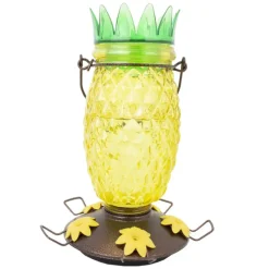 Perky-Pet Wild Bird 3.5 lb. Glass/Metal Top Fill Pineapple Bird Feeder 3 ports (Pack of 2)