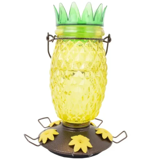 Perky-Pet Wild Bird 3.5 lb. Glass/Metal Top Fill Pineapple Bird Feeder 3 ports (Pack of 2)