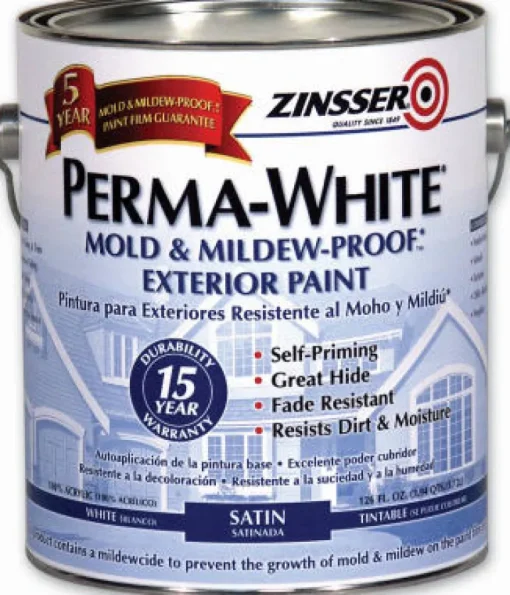 Perma-White Satin Mold & Mildew-Proof Exterior Paint, 1-Qt.