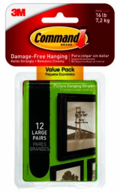 Picture Hanging Strips, Black, Large, 12-Pk.