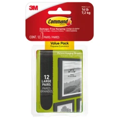 Picture Hanging Strips, Black, Large, 12-Pk.