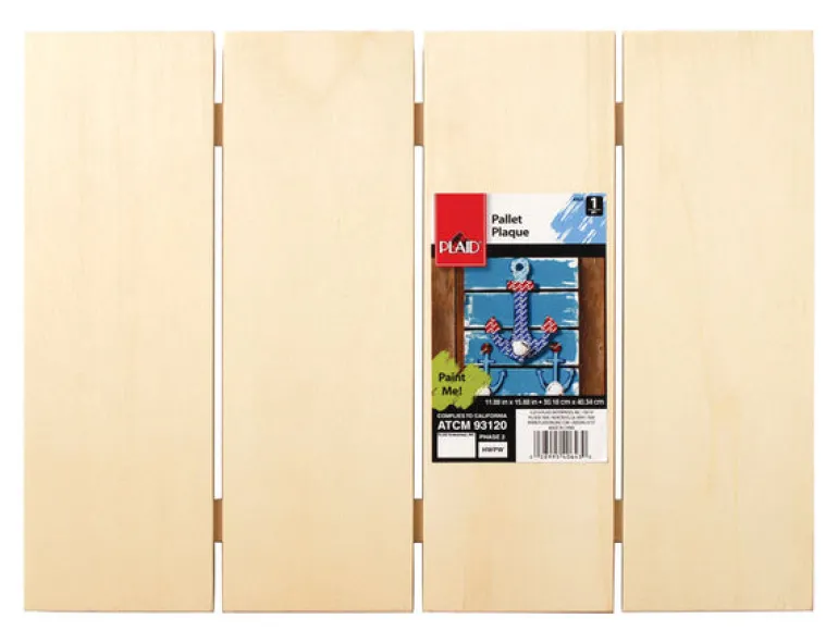 Plaid 15.9 in. H x 11.88 in. W x 1 in. L Natural Beige Wood Pallet Plaque (Pack of 3)