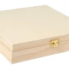 Plaid 1.7 in. H X 8.1 in. W X 8.3 in. L Natural Beige Wood Cigar Box