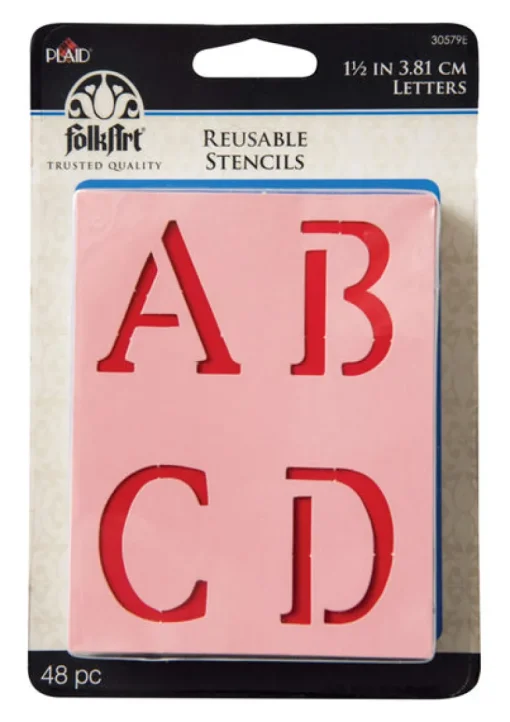 Plaid FolkArt 1.5 in. Card Stock Letters Stencil 48 pk (Pack of 3)