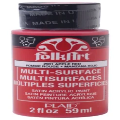 Plaid FolkArt Satin Apple Red Hobby Paint 2 oz. (Pack of 3)