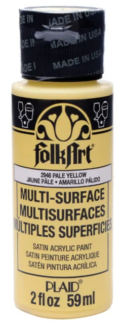 Plaid FolkArt Satin Pale Yellow Hobby Paint 2 oz. (Pack of 3)