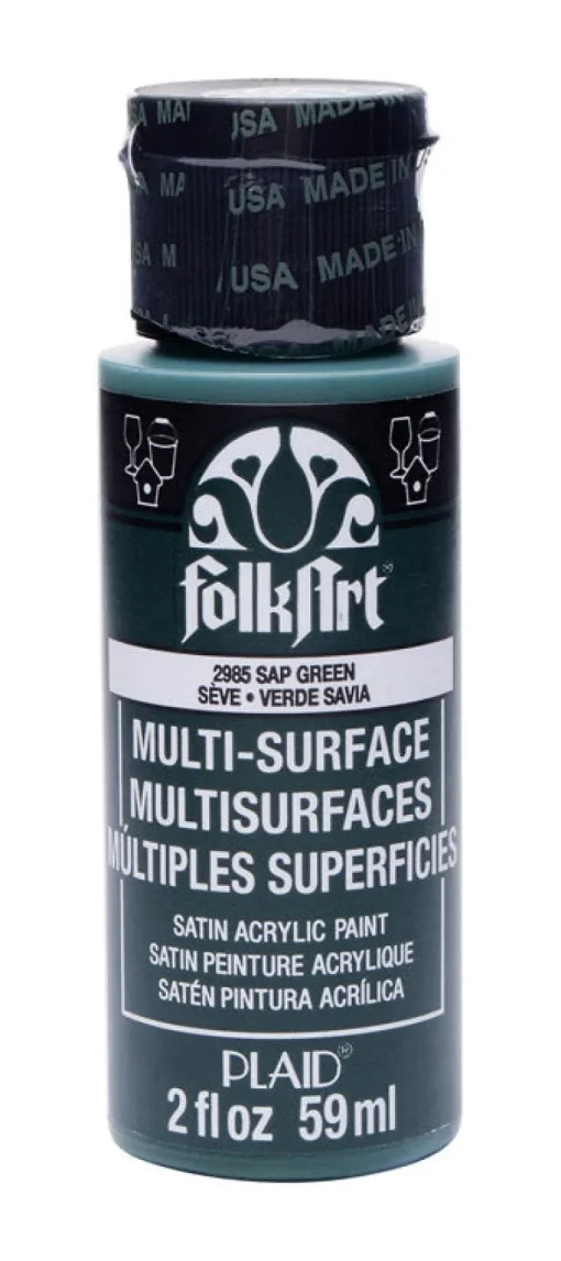 Plaid FolkArt Satin Sap Green Hobby Paint 2 oz. (Pack of 3)
