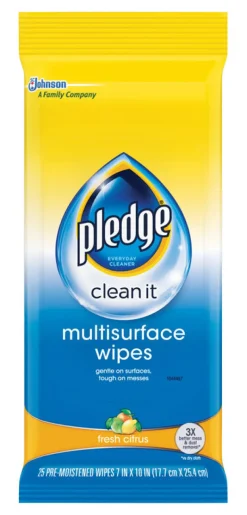 Pledge 21462 Multi Surface Clean & Dust™ Wipes 25 Count (Pack Of 12)