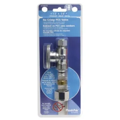 Plumb Pak 1/2 in. Compression X 3/8 in. Compression Brass Straight Valve