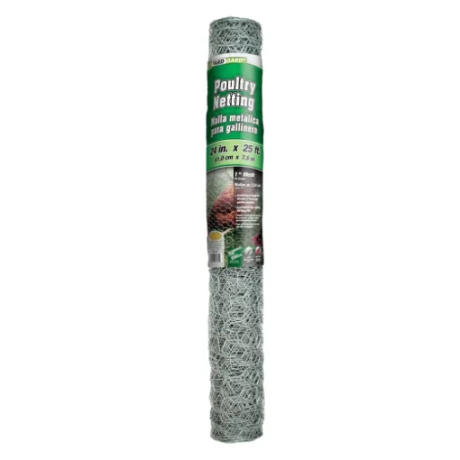 Poultry Netting, Galvanized Steel, 1-In. Mesh, 24-In. x 25-Ft.