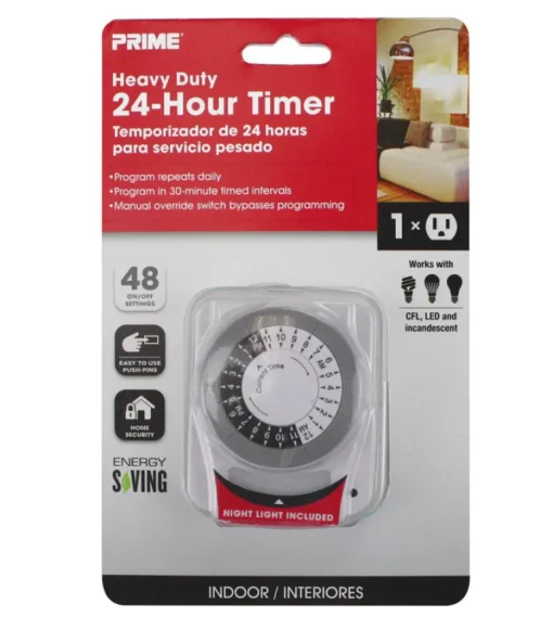 Prime Indoor Mechanical Timer 125 V White