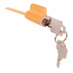 Prime Line Brass Plated 5-Pins 2-Blades Keyed KW Cylinder Lock 1.25 L x 0.88 H x 0.88 W in.
