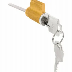 Prime Line Brass Plated 5-Pins 2-Blades Keyed KW Cylinder Lock 1.25 L x 0.88 H x 0.88 W in.