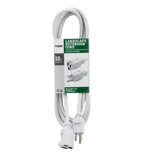 Prime Outdoor 12 ft. L White Extension Cord 16/3 SJTW