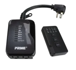Prime Outdoor Timer With Remote Control and Grounded Outlets 12 V Black