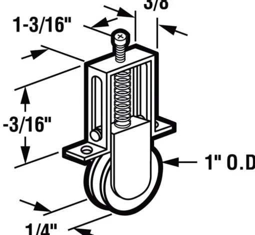Prime-Line 1 in. D X 1/4 in. L Aluminum/Steel Roller Assembly 2 pk