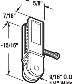 Prime-Line 3/4 in. D X 1/4 in. L Matte White Nylon Roller Assembly 2 pk