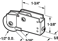 Prime-Line 1-1/2 in. D X 5/16 in. L Mill Plastic/Steel Mirror Door Bottom Roller 1 pk