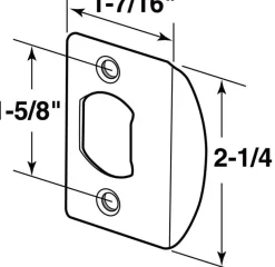 Prime-Line 2-1/4 in. H X 1-5/8 in. L Satin Nickel Gray Steel Latch Strike Plate