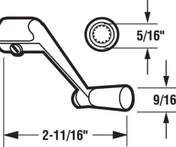 Prime-Line 2.8 in. L Die-Cast Silver Aluminum Universal Casement Operator Crank Handle 1 pk