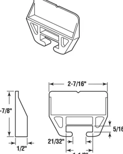 Prime-Line 1-1/8 in. L Polyethylene Center Guide Drawer Track Guide 2 pk